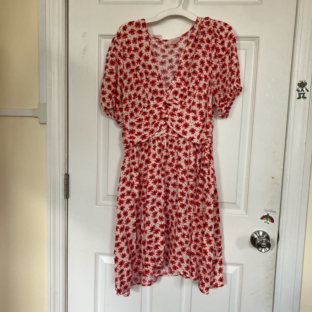 Red Floral Midi Dress